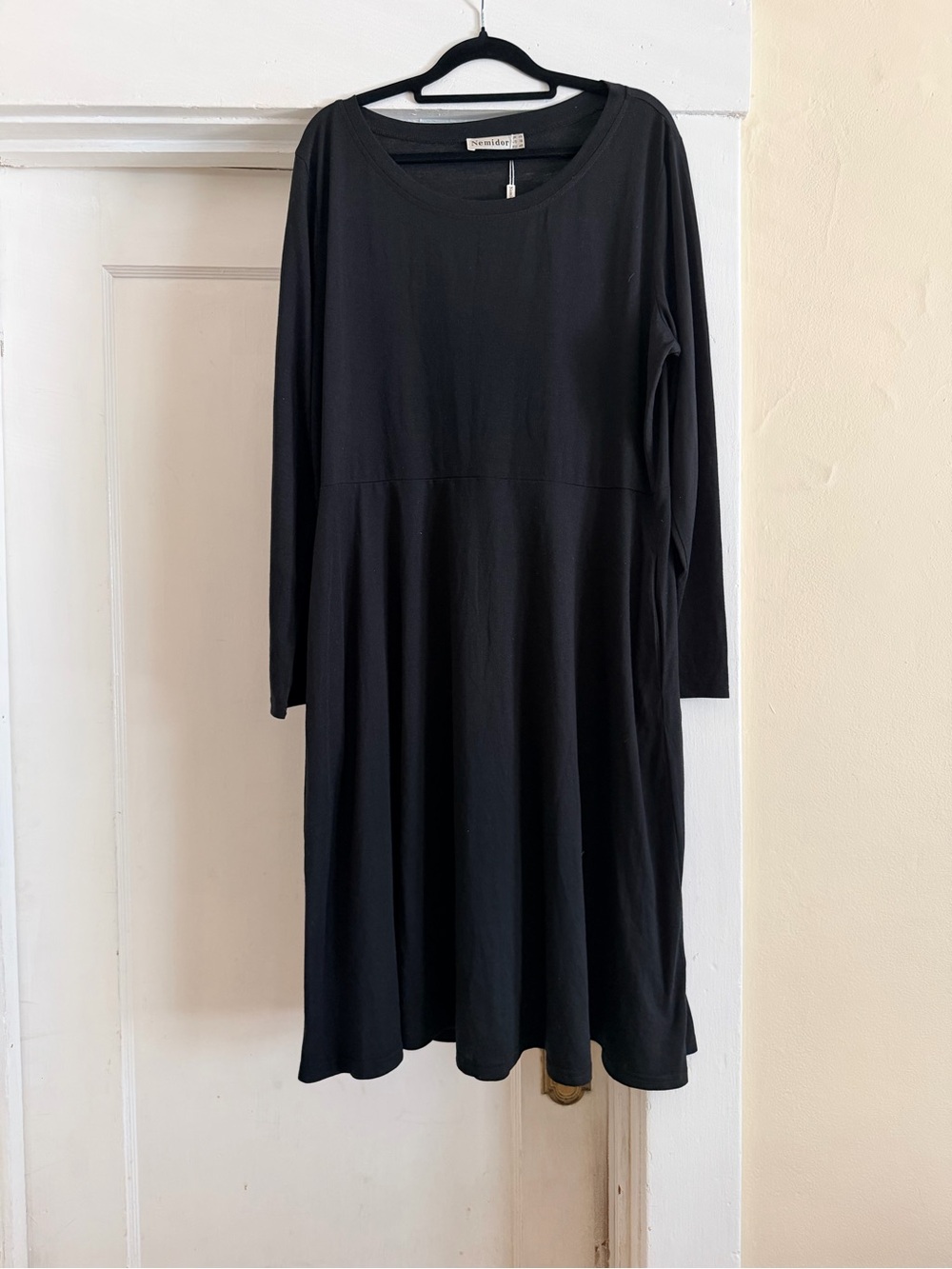 Women’s Black Long Sleeve A-Line Dress by Nemidor